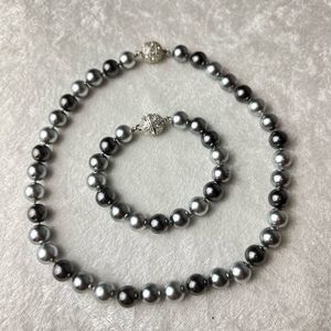Silver Tone Bead Necklace and Bracelet Set